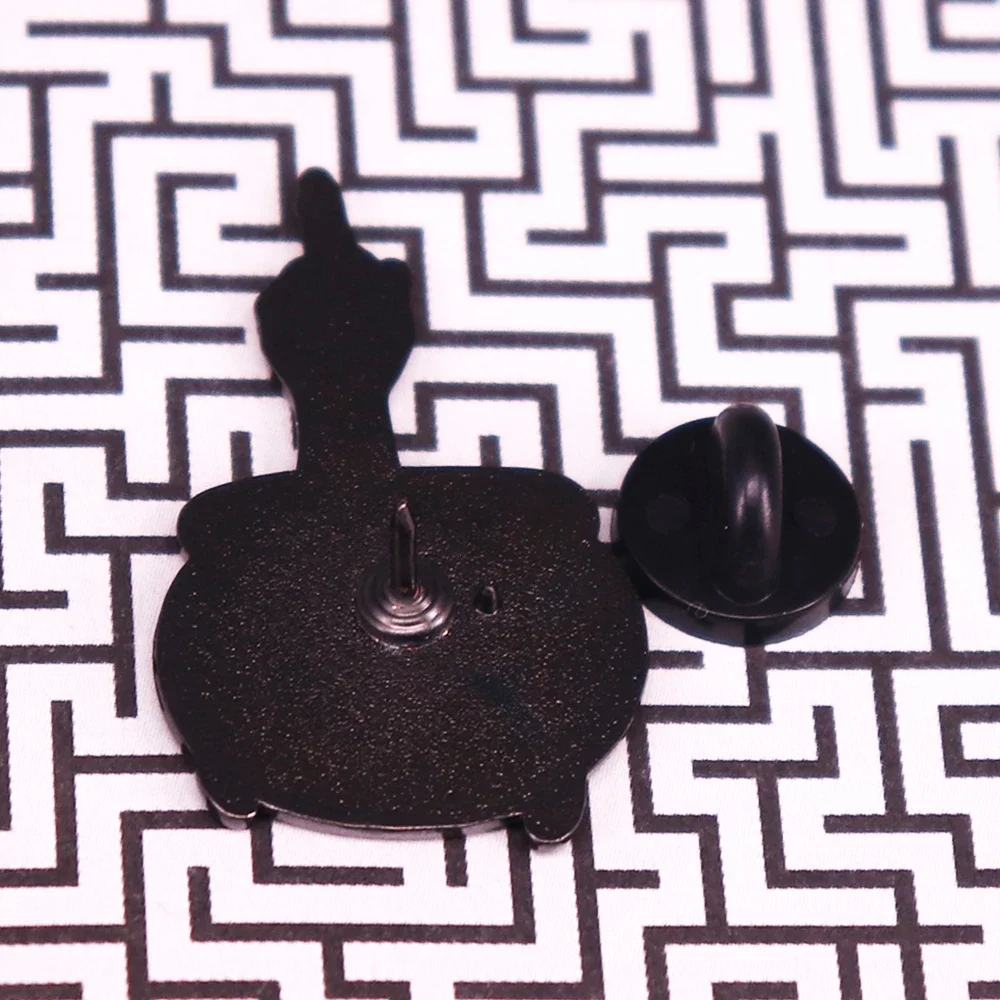 Magic Cauldron Middle Finger Enamel Pin Witchcraft Wizard Witch Badge Halloween Jewelry Gifts