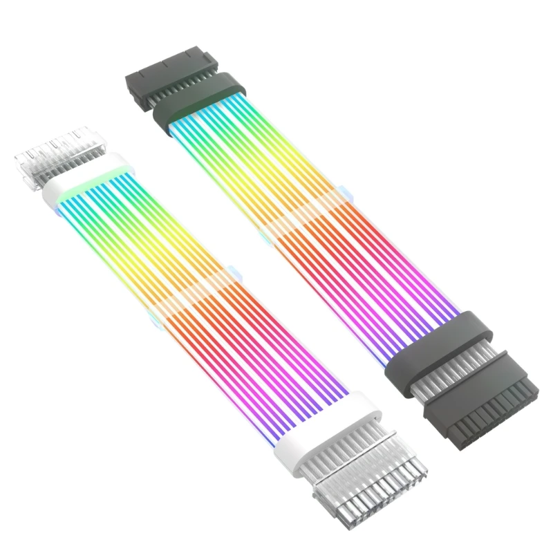 ARGB 24Pin Extension Cable With Soft Silicone Light Panel, Programmable Color, Durability Design For PC Wear Resistant