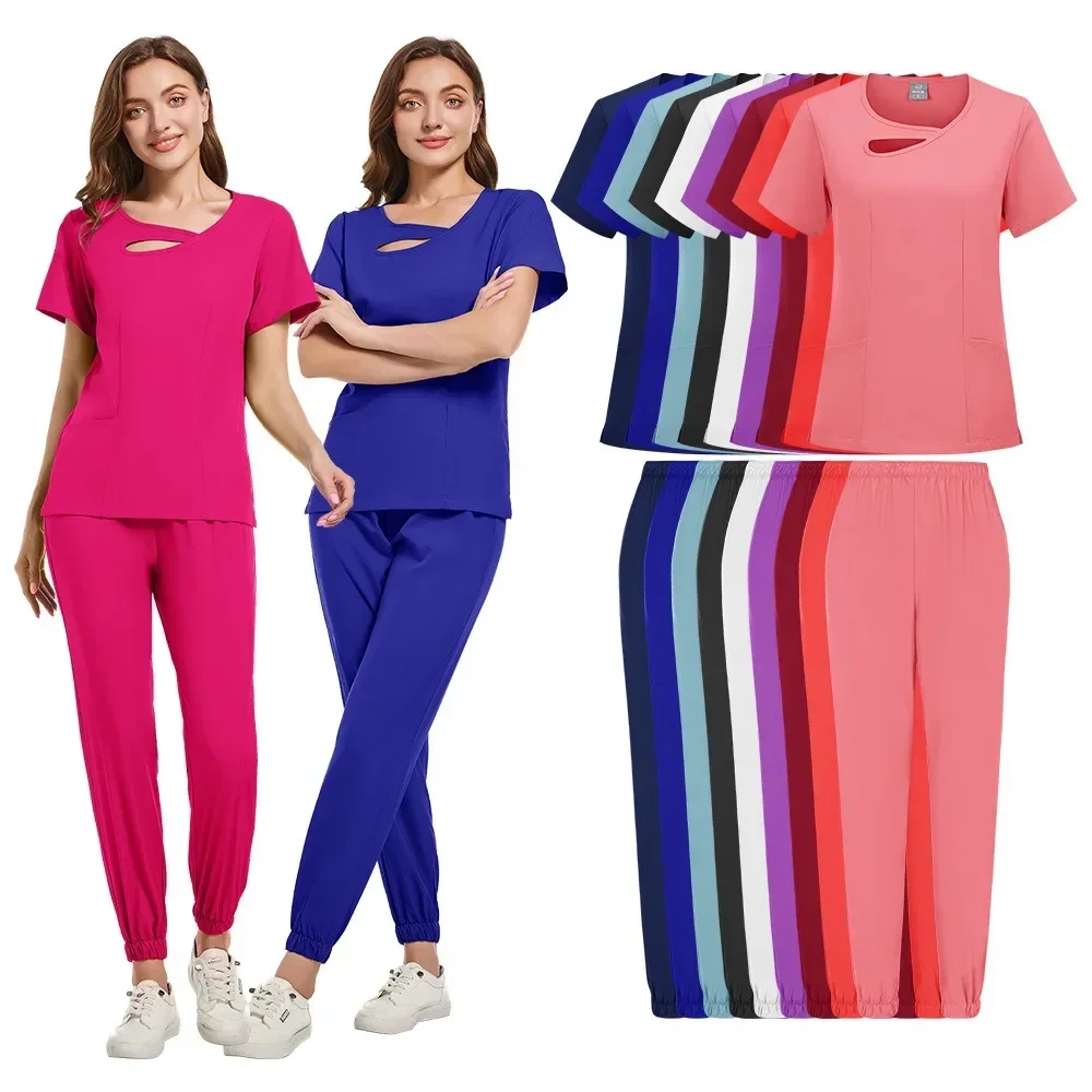 

2024 New Hospital Medical Scrub Suits Uniform Women Men Scrubs Set Beauty Work Clothes Nurse Accessories Dental Surgery Suit