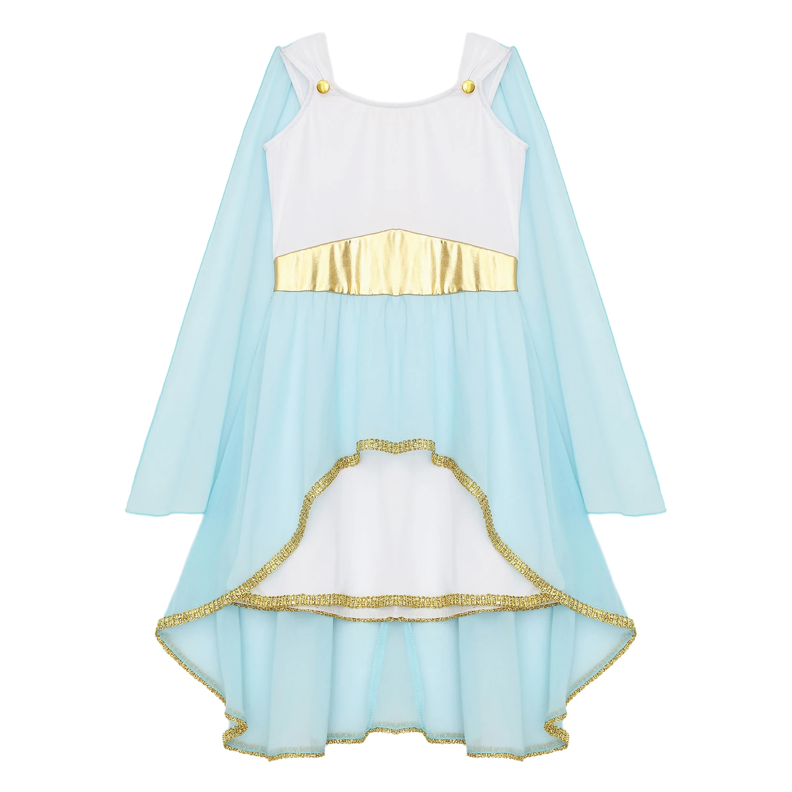 Kids Girls Halloween Ancient Greek Toga Costume Athena Goddesses Rome Egypt Princess Dress Sleeveless Asymmetrical Cape Dresses image 5