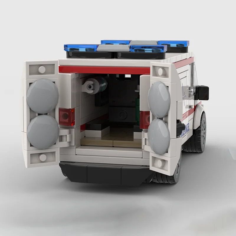 City Cars Model Moc Building Bricks Modular Medical Service Ambulance Technology Blocks Christmas DIY Toy Construction Gifts