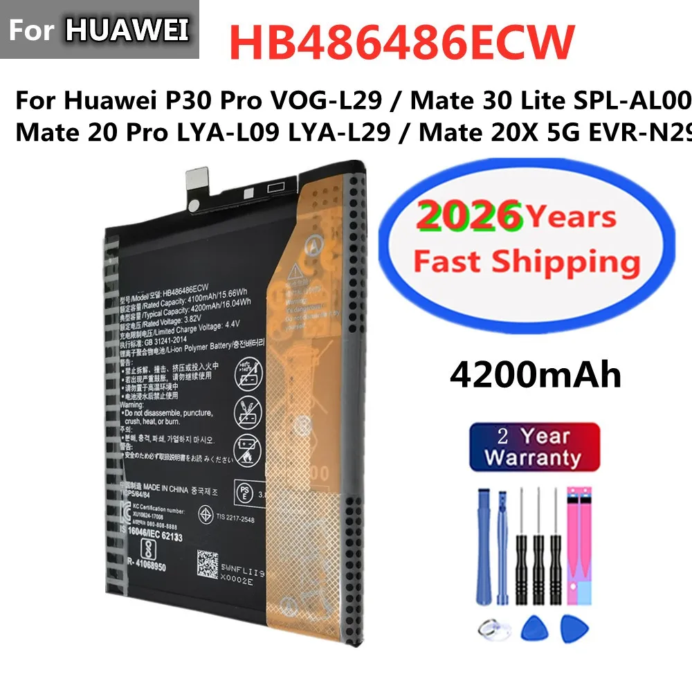 Batería HB486486ECW de alta capacidad de 4200mAh para Huawei Mate 30 Lite, P30 Pro, Mate 20 Pro, Mate 20X 5G, baterías para teléfonos móviles
