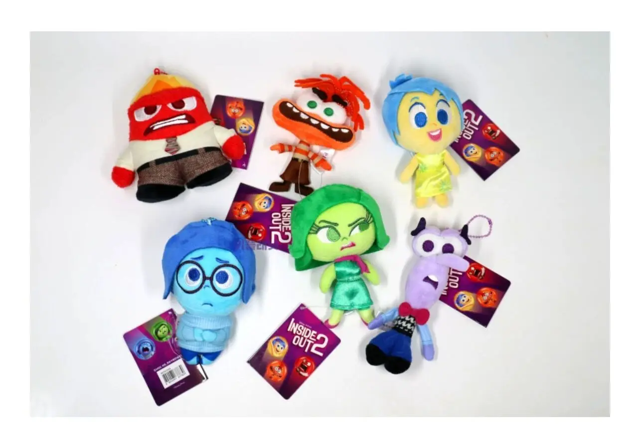 Original Herocross Disney Pixar Inside Out 2 Plush Anime Figures Brain Agent Team Cartoon Keychain Car KeyRing Pendant Plush