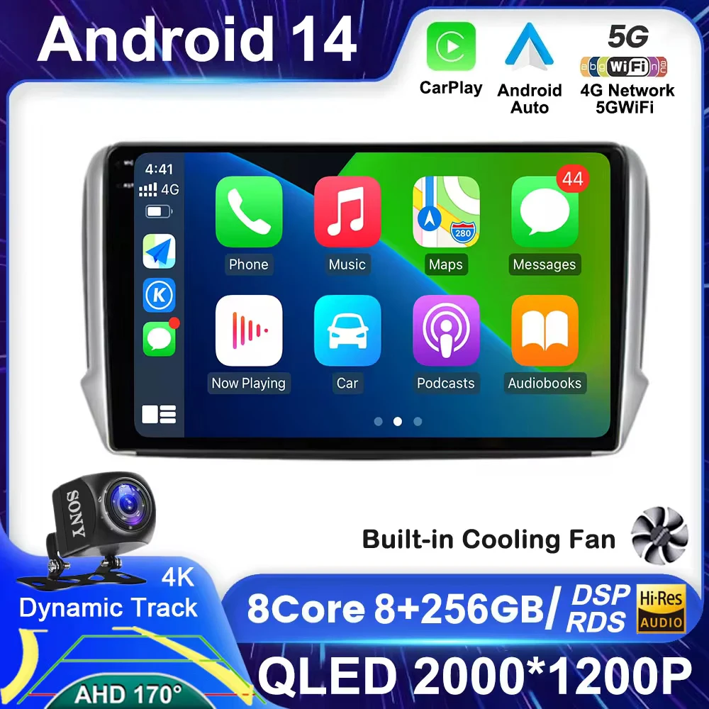 

Автомагнитола 2 Din на Android 14 для Peugeot 2008 208, мультимедийная система 2012-2018, GPS-навигация, Авторадио с Wi-Fi, 4G, FM, Carplay