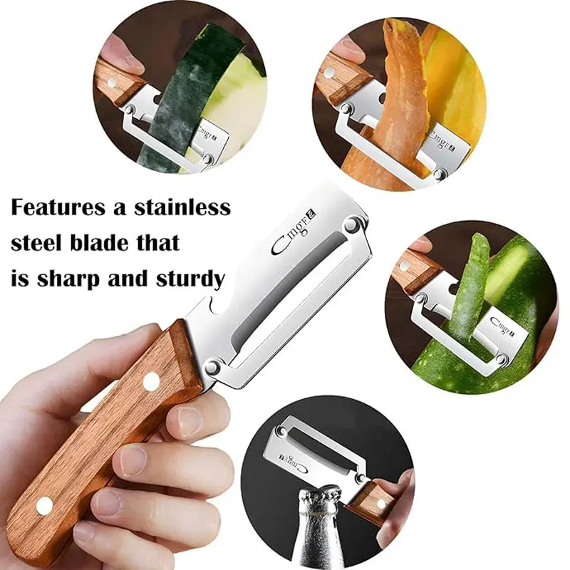 Stainless Steel Wooden Handle Peeler High-Looking Kitchen Special for Fruit and Vegetable Peeling Durable and Smooth Operation