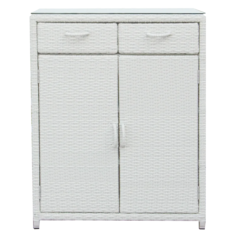 Rattan shoe cabinet waterproof and sunscreen indoor and outdoor breathable and moisture-proof double door drawer storage