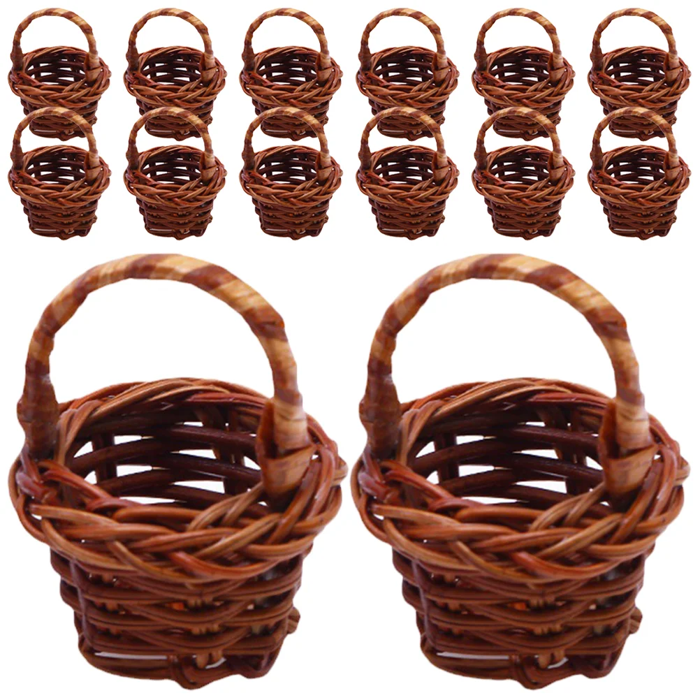 

20 Pcs Storage Basket Mini Portable Woven Baskets Wicker Picnic Rattan Plant Adorn