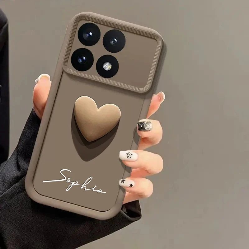 For Xiaomi Poco X6 Pro 5G Personalized Custom Name Case 3D Love Heart Candy Bumper Cover Xiaomi PocoX6 Pro 5G