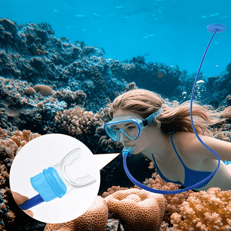 Diving Surface Float Hose Tangle-Free Snorkel Breathing Tube with High Visibility Float Disc Snorkeling Freediving Underwater