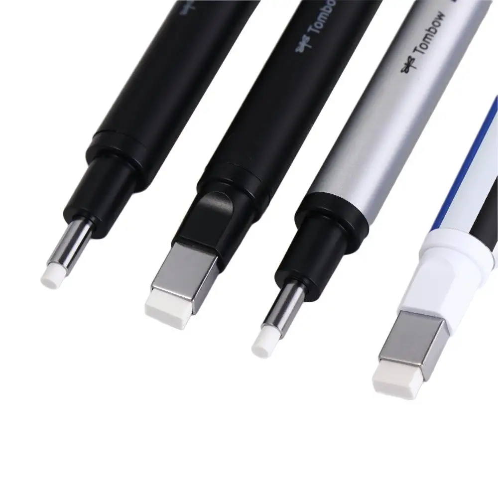 Press Type Mechanical Eraser Super Fine High Precision Pen Shape Rubber Refillable High Gloss Pencil Eraser Art Supplies