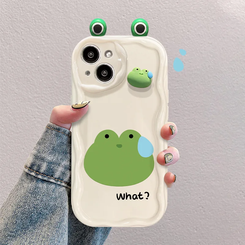 

Suitable For 14 Promax Phone Case iPhone 13 Cute And Funny 3D Frog Doll 12 Silicone Anti Drop