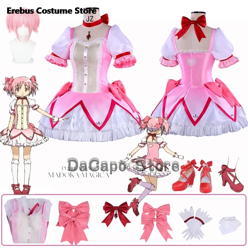 

Аниме Косплей Мадока Канаме Косплей Костюм Парик Puella Magi Madoka ☆ Магическое розовое платье Lolilta Kaname Madoka, милые туфли наряды