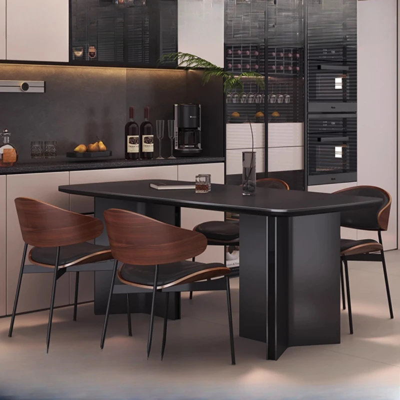 

Luxury Modern Dining Table Waterproof Black Wood Rectangle Dining Table Relaxing Design Set Sala Da Pranzo Kitchen Furniture