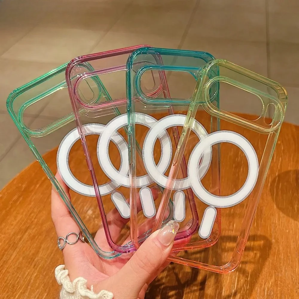 

Красочный градиентный магнитный чехол для телефона Magsafe для Google Pixel 10 Pro, прозрачный чехол для беспроводной зарядки для Google Pixel 10