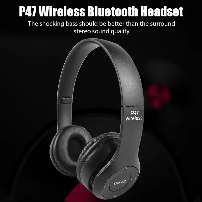 Noise Cancelling Headsets Stereo Sound Earphones Sports Gaming Headphones Supports PC P47 Wireless bluetooth headphone With Mic