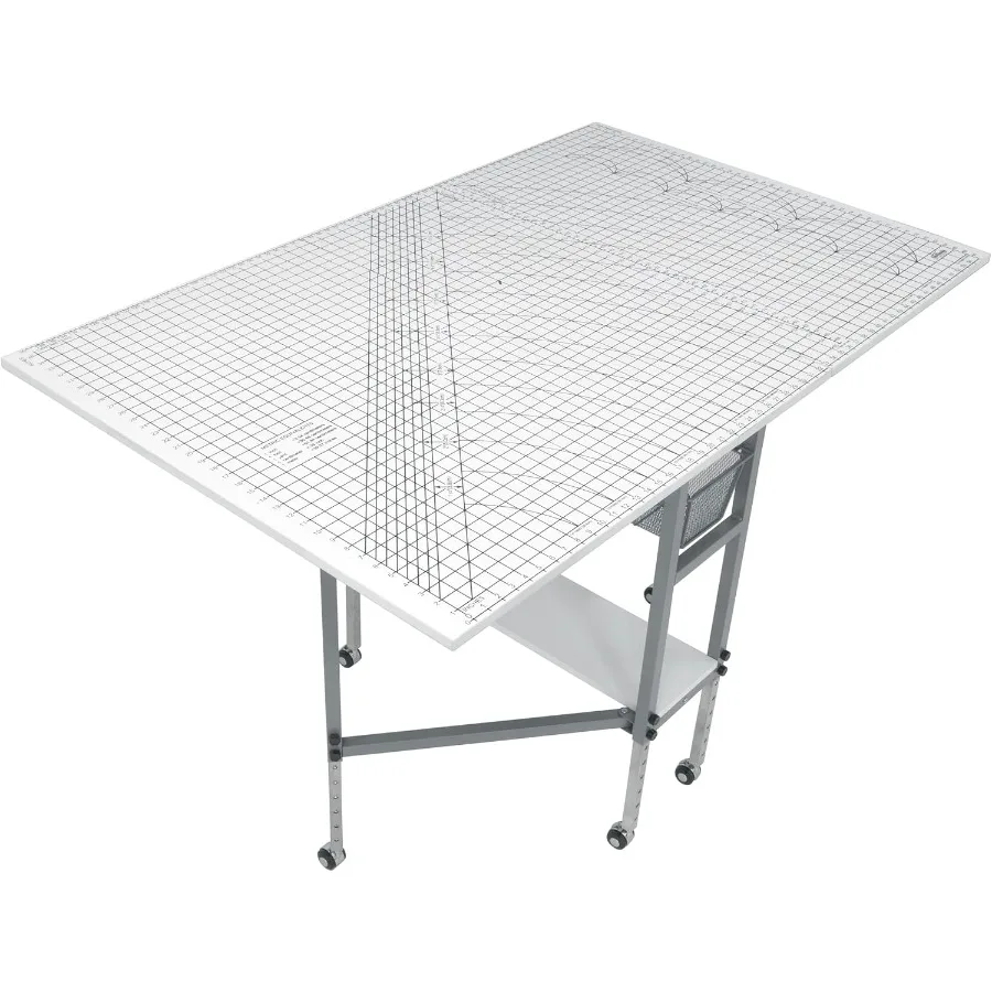 Sew Ready Foldable Hobby and Cutting Grid Table, White, 58.75 x 36.5 Inch