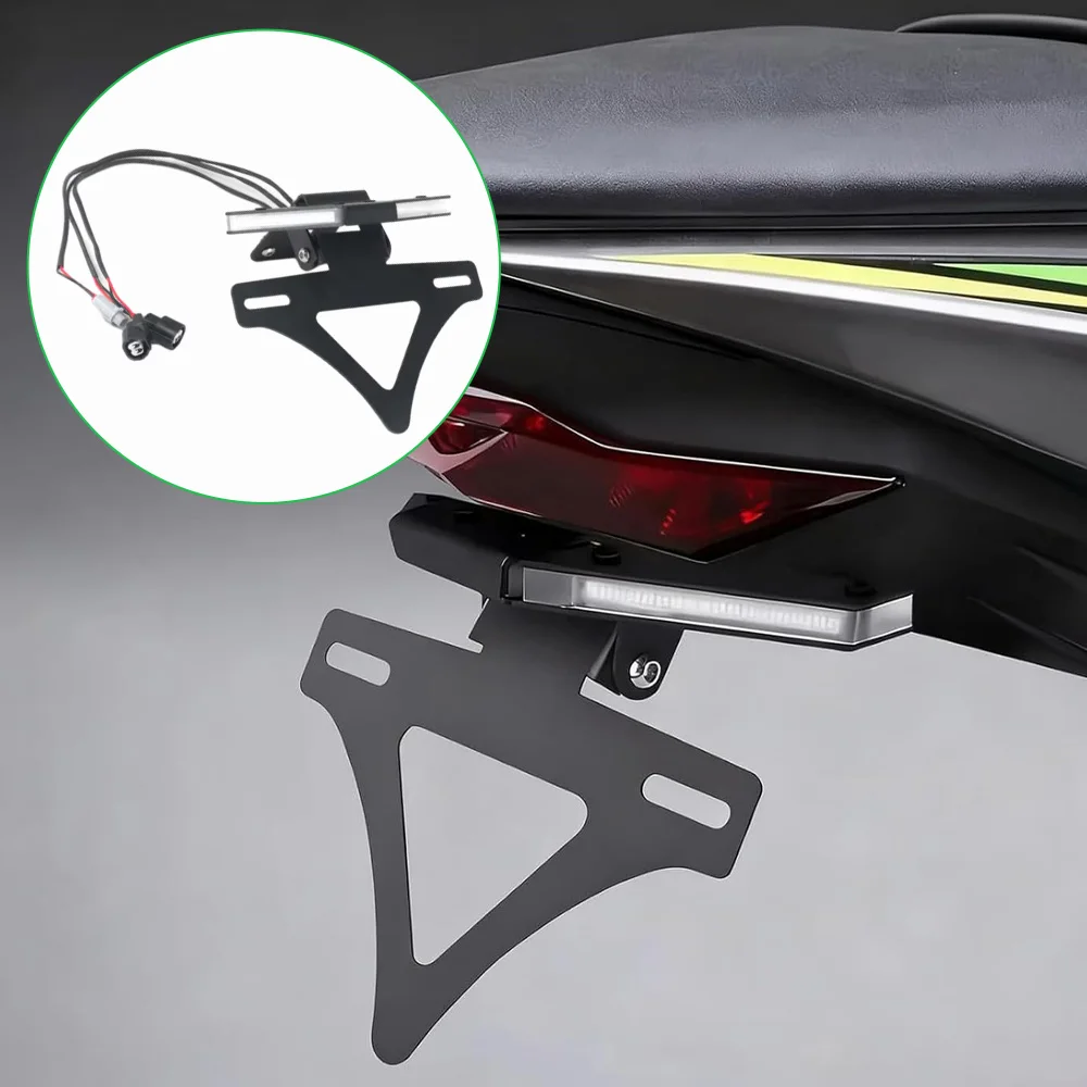 For Kawasaki Ninja ZX-6R 636 2024 2025 2026 Motorcycle Rear License Plate Holder with LED Light Motorcycle Accessories 12 V