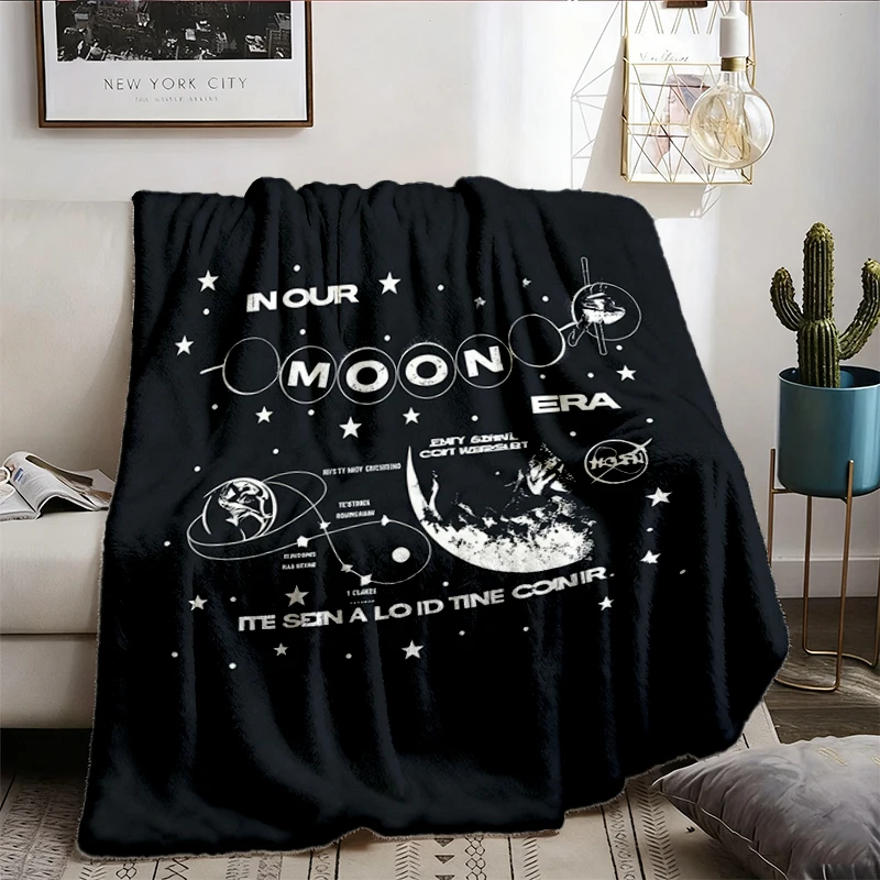 Vintage in Our Moon Era Unisex Flannel Blanket Flannel Throw, Artemis II Mission Cozy Blanket