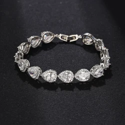 Micro inlaid exquisite AAA drop zircon bracelet feminine bridal wedding dress hand ornament