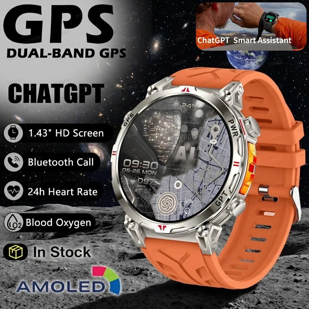 

T-REX 3 Pro Смарт-часы Встроенный GPS ChatGPT Компас 5 АТМ Водонепроницаемые умные часы Мужские двухдиапазонные GPS Бег Фитнес-трекер 2026