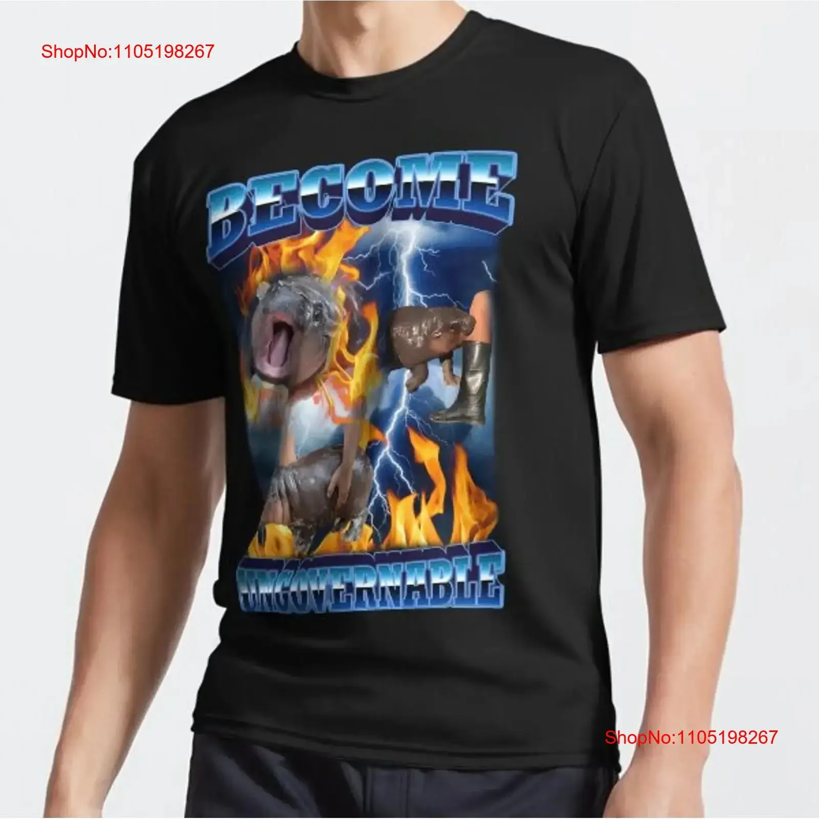 

Become Ungovernable Funny Baby Pygmy Hippo Meme Humor Active T Shirt vintage Washed homme Stylish Comfortable