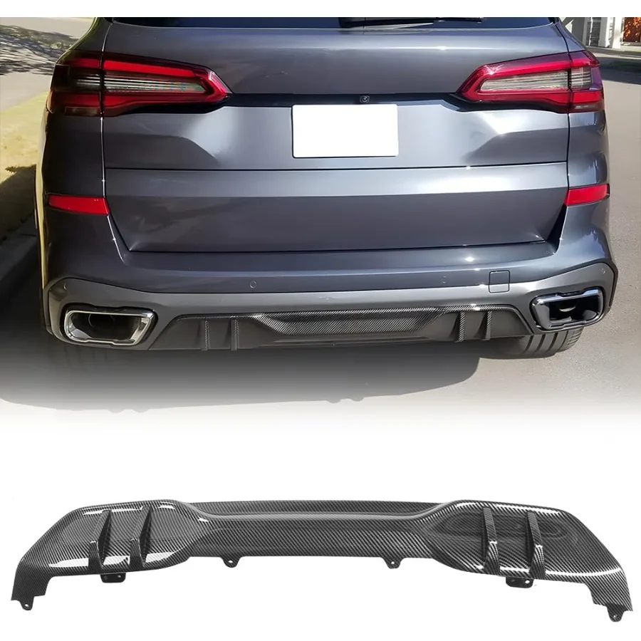 شفة ناشرة المصد الخلفي متوافقة مع 2019-2025 BMW G05 X5 M حقن رياضي PP ألياف الكربون طباعة MP نمط الشفة السفلية الخلفية V #1