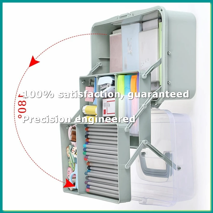 3-Layer Plastic Dividing Storage Box Craft Organizer and Storage with Adjustable Spacers Portable Handled Organizer-A07G