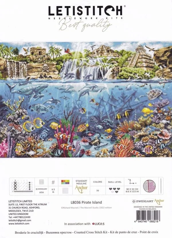 

Cross Stitch Kits Cotton Canvas Needlework Art Home Decoration Cross Stitch Embroidery Beautiful Sea World 65-46