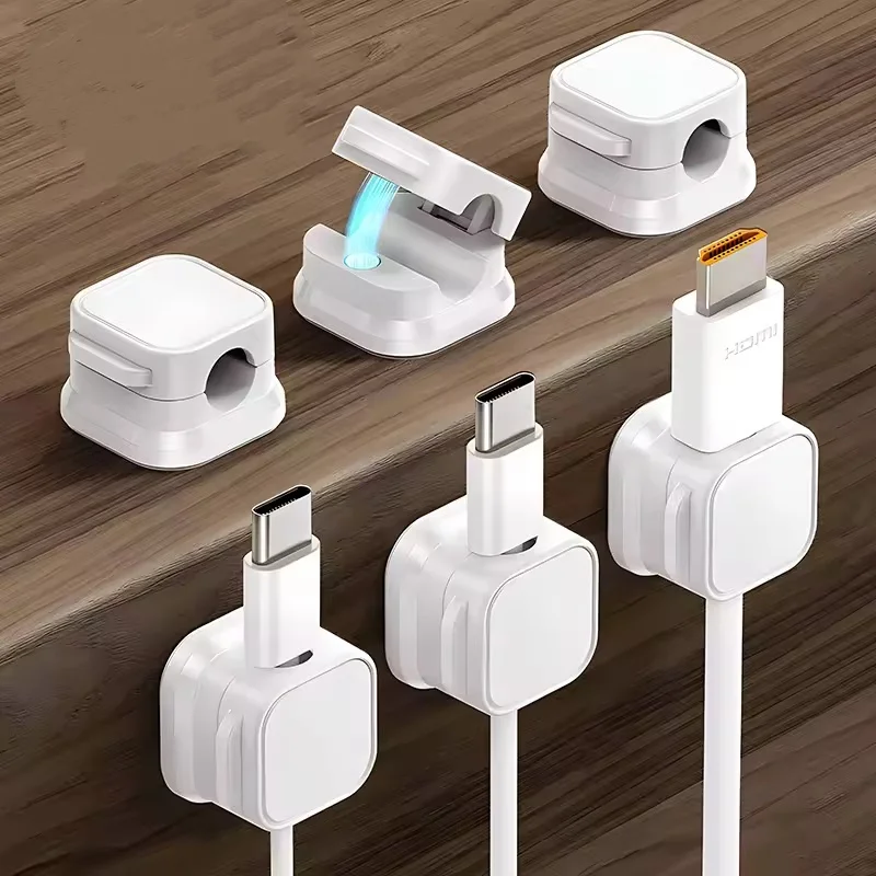 Magnetic Cable Clip Adhesive Cord Organizer Wire Keeper for Home Office Under Desk Cable Management
