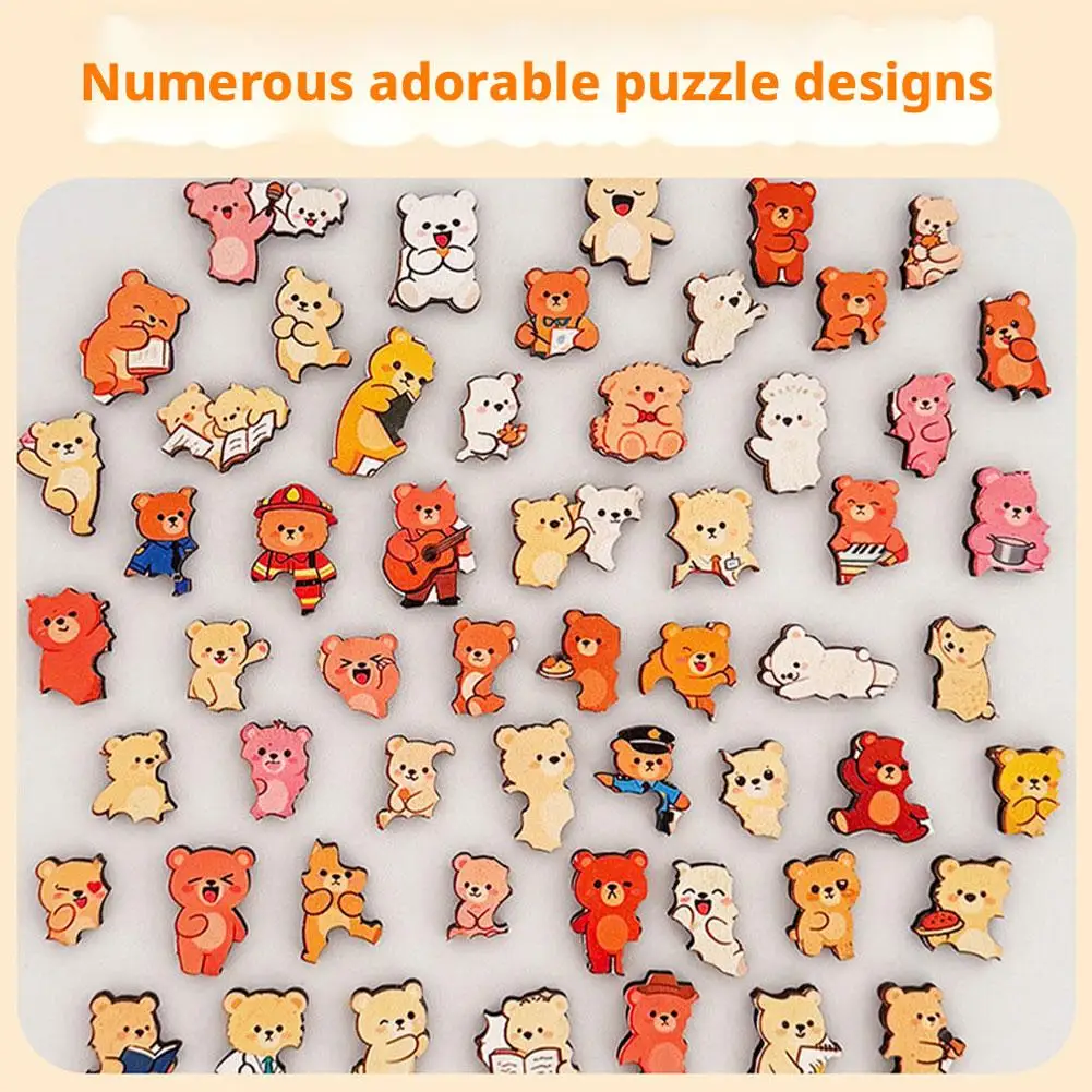 Cartoon Wooden Puzzle Toy Stress Relief Jigsaw Puzzle Animal Dog Cat Bear Theme For Home Decor Fun Educational Toys Gift