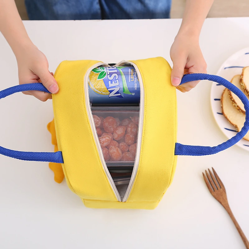 Bolsa de almuerzo con aislamiento de pato de dibujos animados para niños y mujeres, bolso de mano de tela Oxford de gran capacidad para Picnic térmico portátil