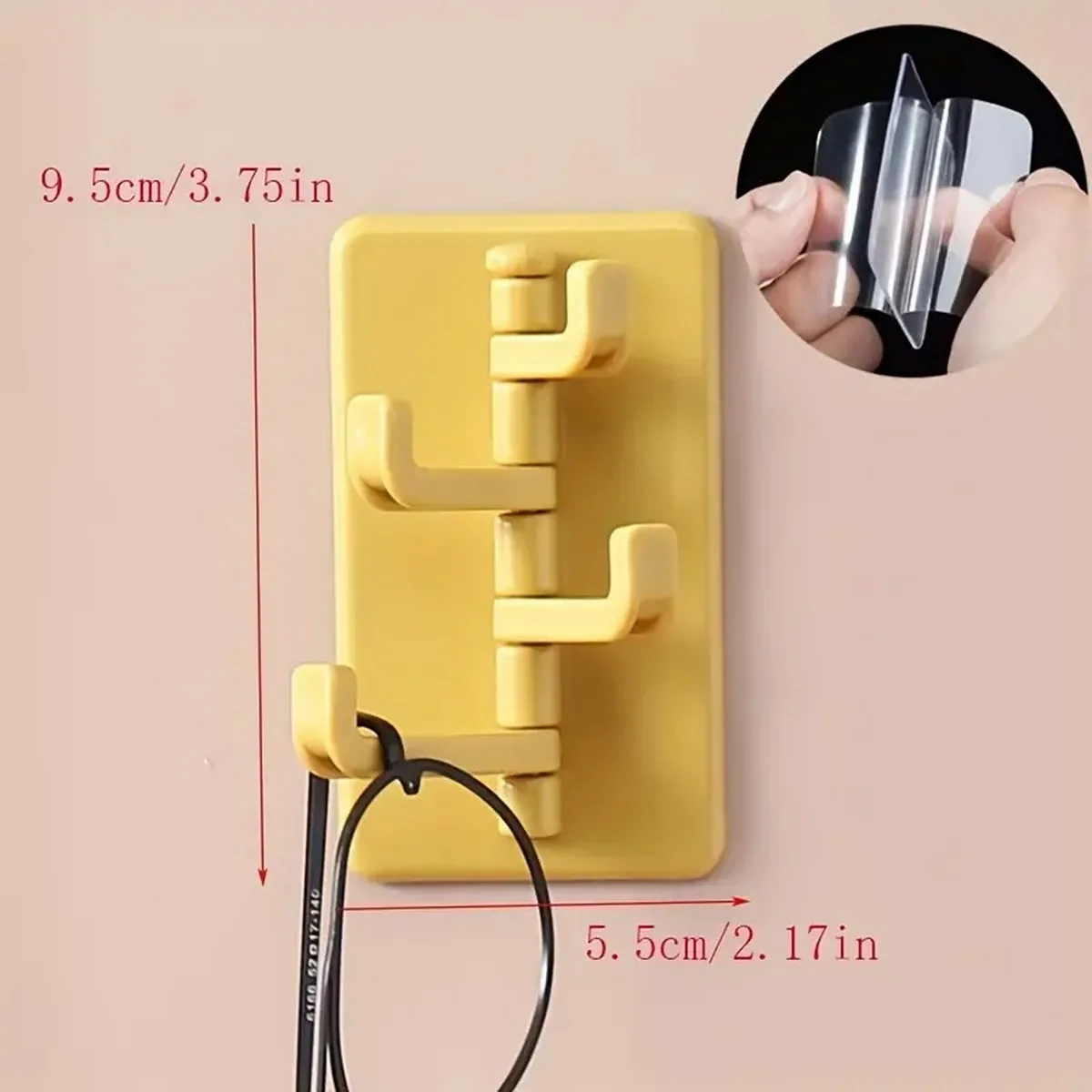 Creative Four-Link Rotary Adhesive Hook Sticky Organizer for Kitchen Wall No-Punching Toilet Clothes Hook behind the Door Home S