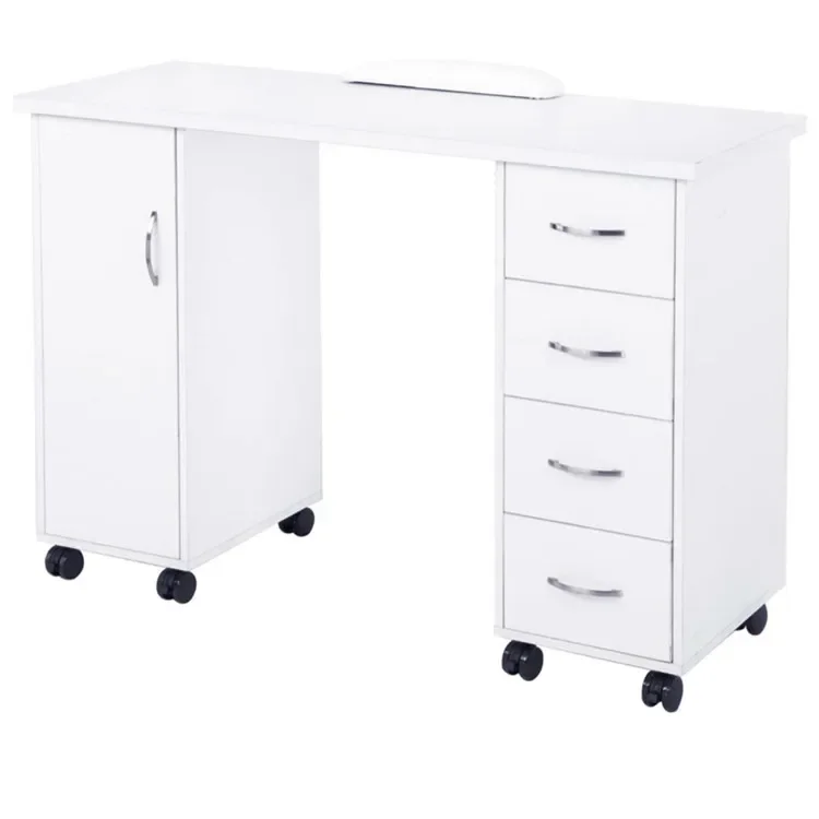 Manicure Table Nail Table with Hand Support Beauty Salon Furniture Portable Manicure Table Wholesale Popular White Wood 1pcs