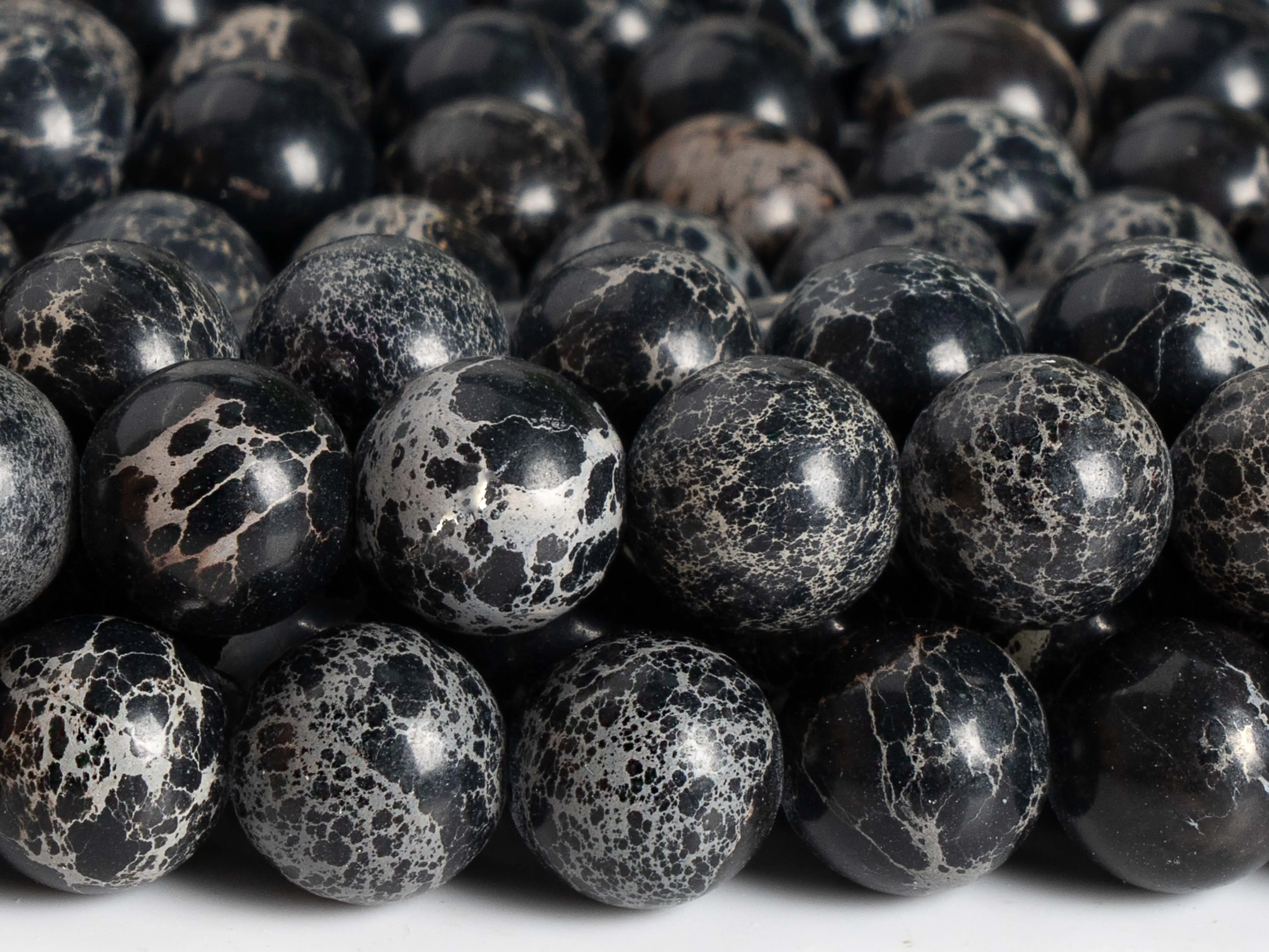 Natural stone Black white Imperial Jasper Beads Gemstone Loose Beads Round Shape Size Options  3/4/6/8/10mm for Jewelry Making