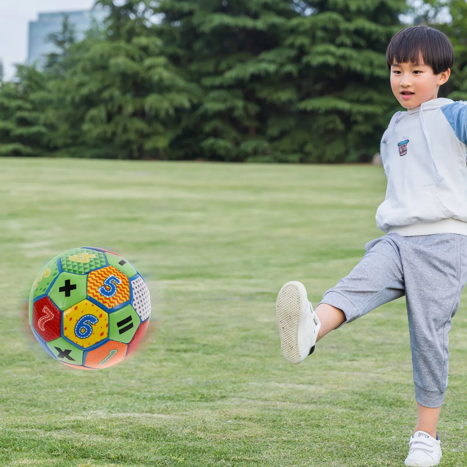 Colorful Educational Soccer Ball Baby Inflatable Number Patterns Football for Kids Early Learning Indoor Outdoor Play