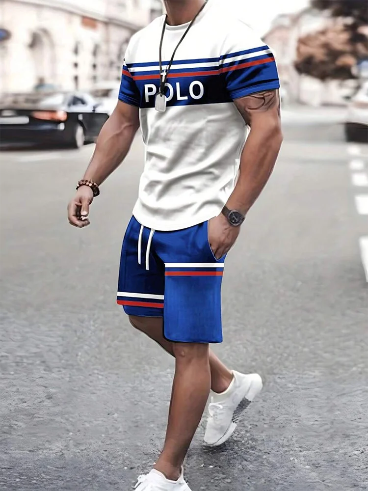 Summer Everyday Casual Men\'s T-shirt Shorts Set Urban Street Fashion Men\'s Short-sleeved Outdoor Sports Men\'s Shorts 3D Printing