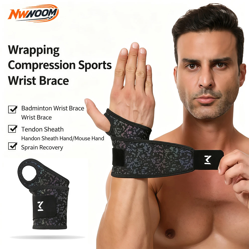 1/2Pcs Reflective Wrist Wraps, Adjustable Compression Wrist Support for Night Running, Cycling, Hiking, Sports, Fitness Training