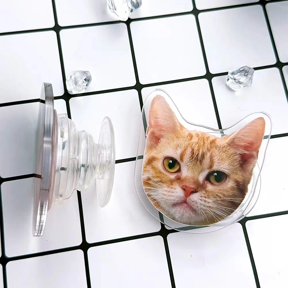 

Модный акриловый держатель для телефона, подставка на заказ, милая собака, кошка, детские фотографии, мобильный телефон, прозрачная аниме-подушка безопасности, ручка для телефона