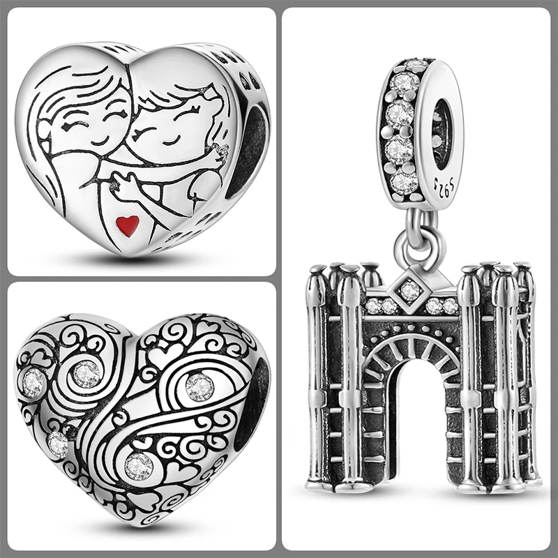3 Stück 925 Sterling Silber Charm-Perlen-Set Mama Papa Schwester Katze Schmetterling Schleife Liebe Charms für DIY Armband Halskette Schmuckherstellung – Detail 28