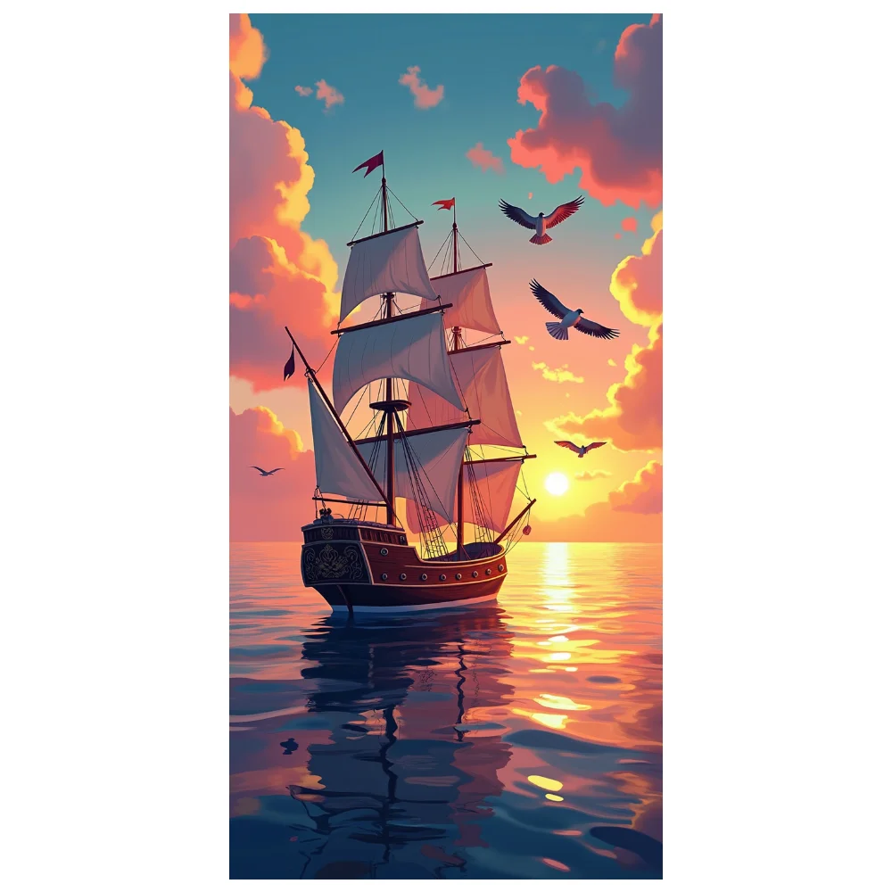 Tailored   Adventure backdrop   Event   Display   Curtain   Sunset backdrop   Setting sail   Ship backdrop   for Event decor