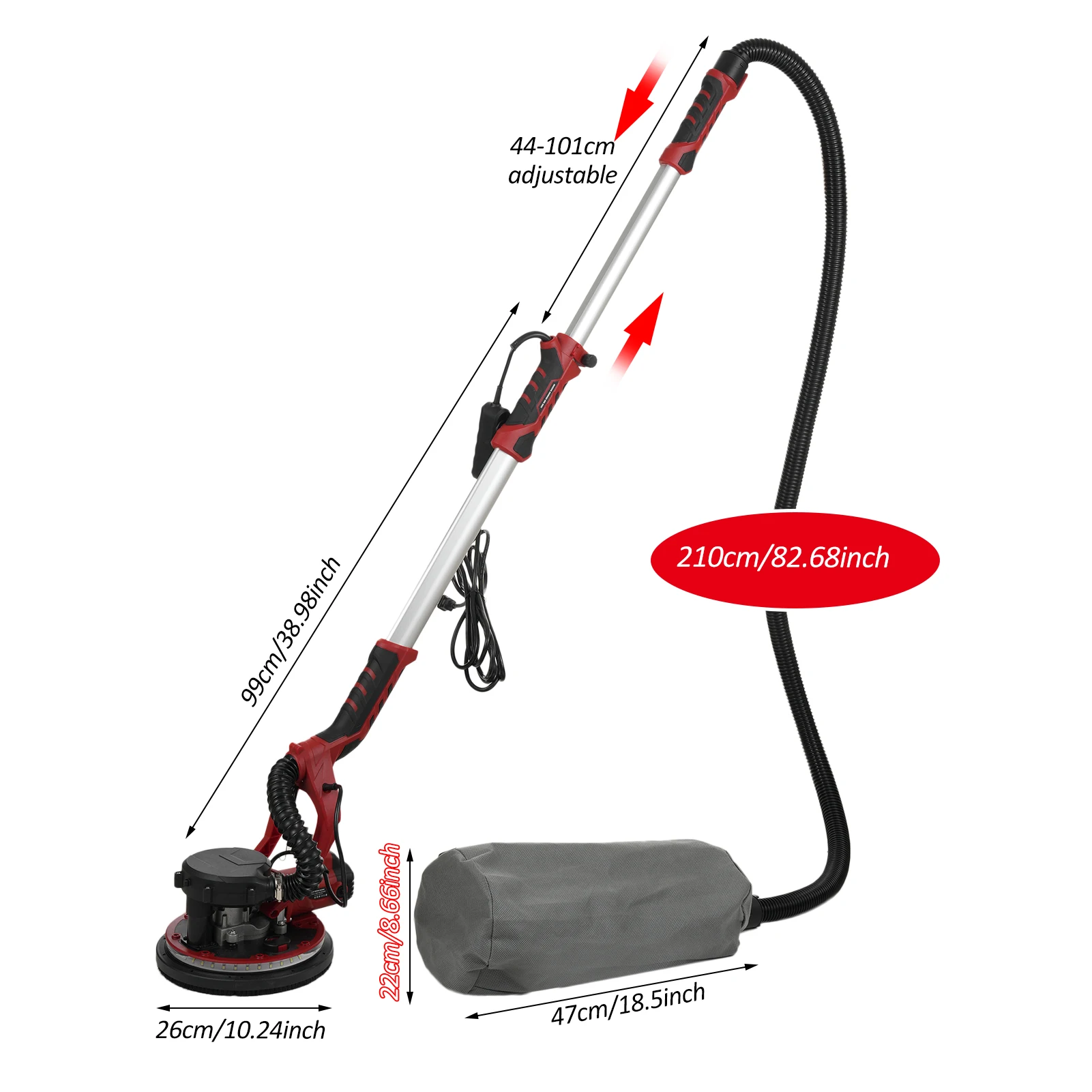 1390W Electric Sander with 20 Pcs Sanding Discs 5 Variable Speed 900-2800 RPM Wall Sander with Extendable Handle LED Light