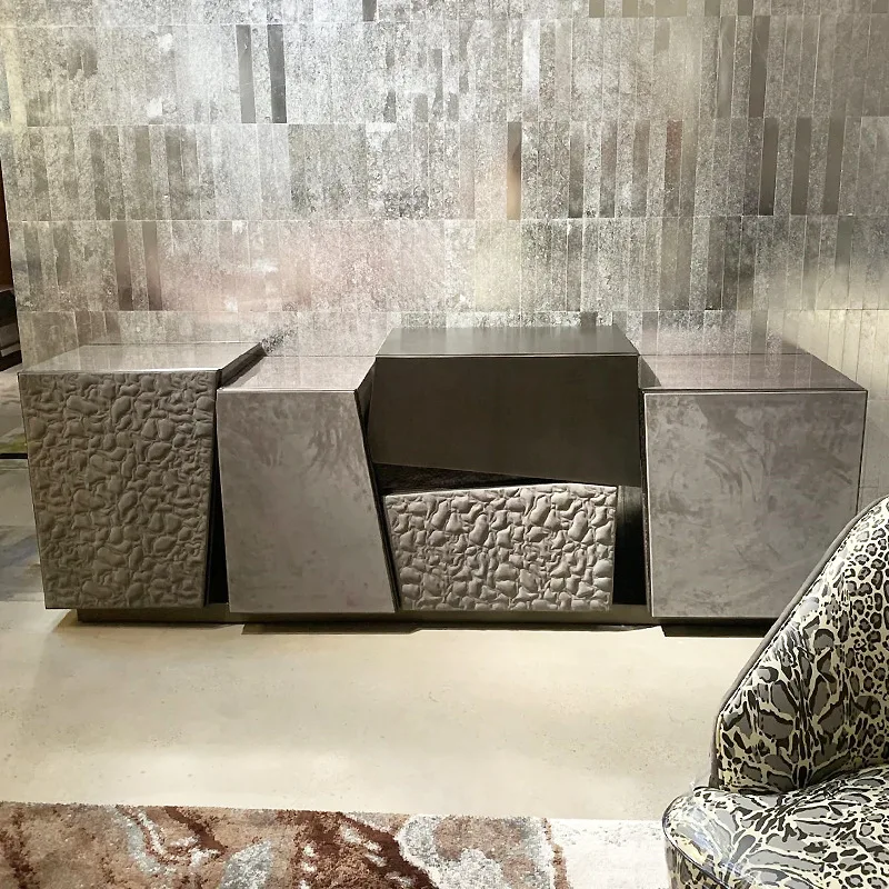 

Italian light luxury creative irregular side cabinet high-end designer living room decorative cabinet foyer special-shaped