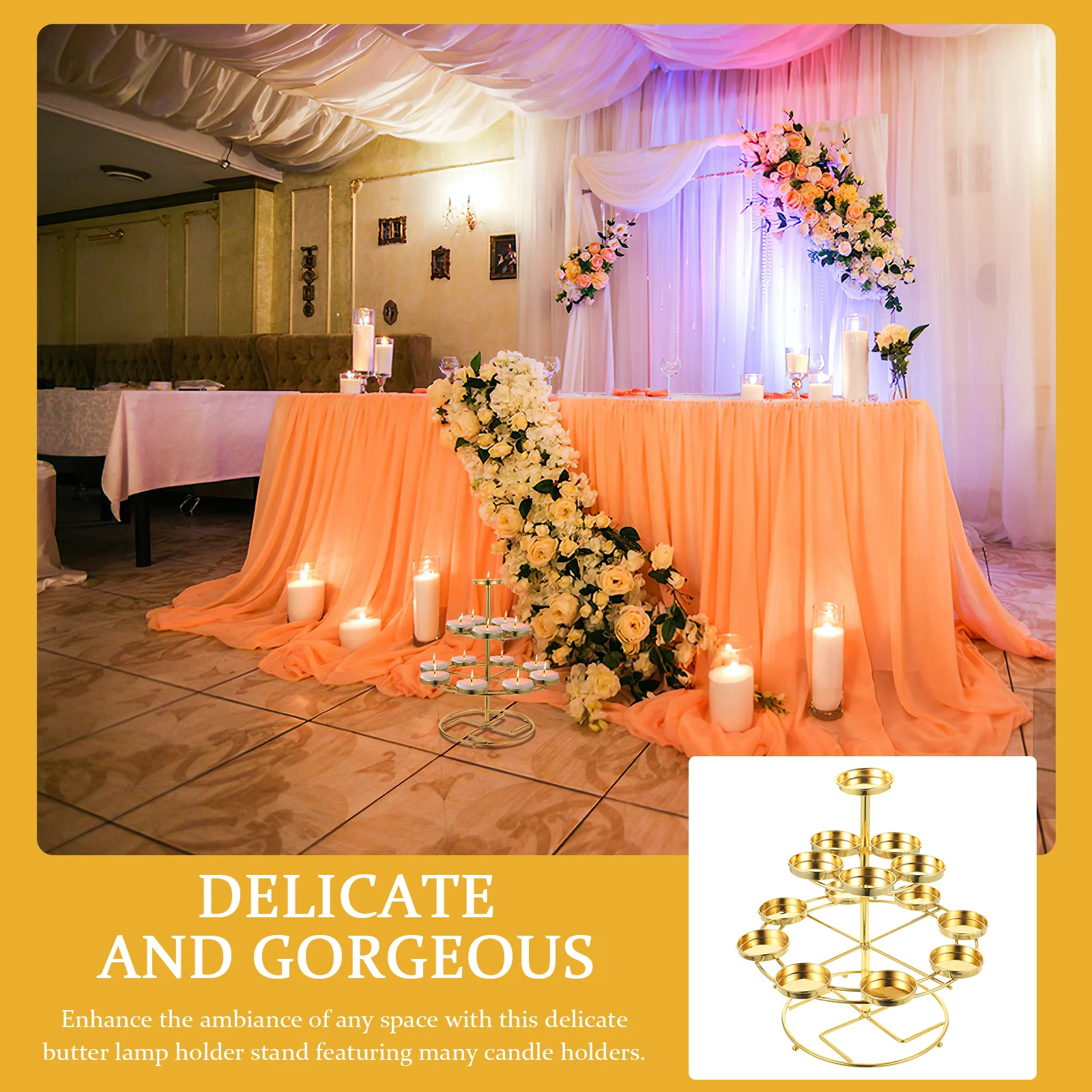 

Lotus Shaped Holder Metal Butter Lamp Stand For Taper Candles Decorative Table Centerpiece Home Wedding Party