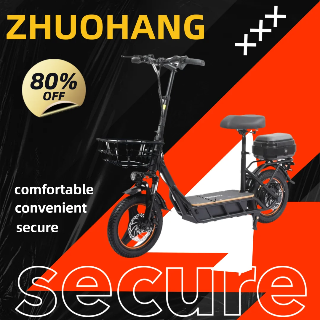 

Электрический самокат H14 для взрослых с сиденьем, двигатель 750 Вт, аккумулятор 48 В, 18 Ач, грузоподъемность 330 фунтов, пригородный самокат с ящиком для хранения