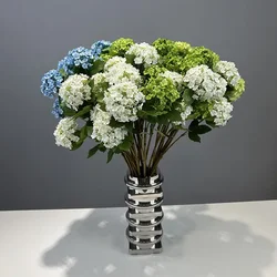 Artificial Flowers Silk Hydrangea Green Plant Florist Wedding Party Decoration Long Branch Artificial Snowball Pink Flower