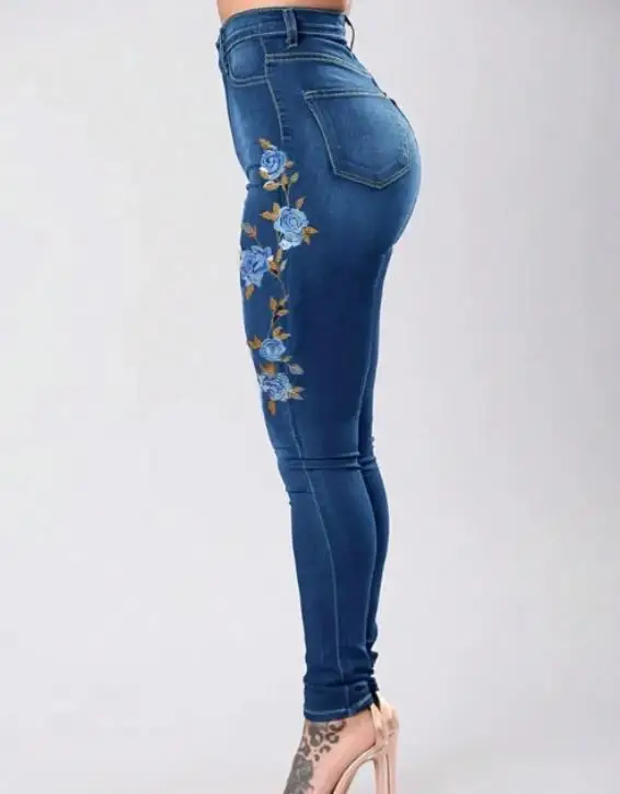

2026 New Elegant Sexy Embroidered Jeans Pencil Pants and Small Legs for Women Female Trouser Casual Bottom