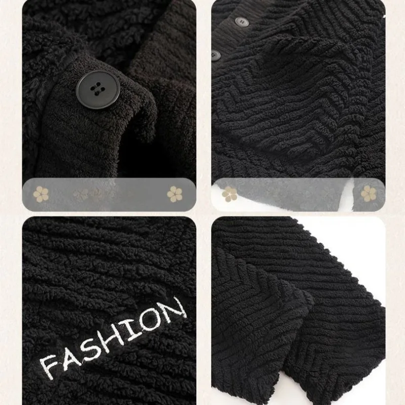 Coral Fleece Pajamas Men's Long-sleeved Autumn Winter Fashion Thickened Fleece Two-piece Suit Cardigan Premium Sense Underwear