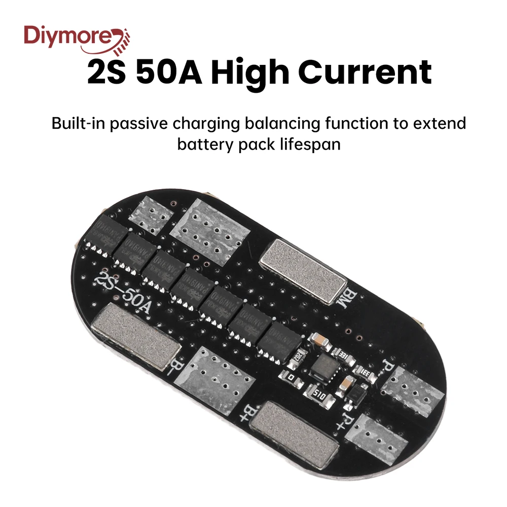 2S 50A BMS Lithium Battery Charge/Discharge Protection Board 3.7V Battery Balancing Module Battery Management System