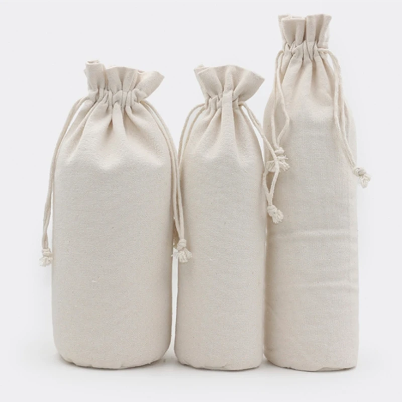 

Beige Canvas Drawstring Bag Linen Drawstring Pocket Eco-friendly Rice Storage Bags Tea Grain Package Pouch Home Organizer
