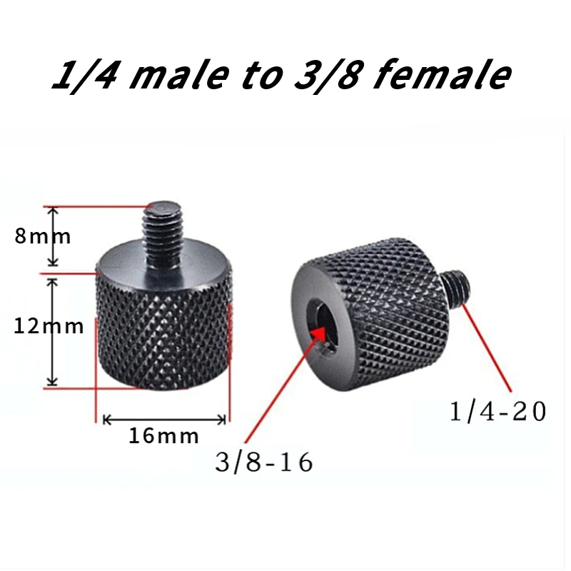 Set of Six 1/4-20 to 3/8-16 Conversion Screws Photo Video Tripod Bracket Male to Male Adapter Screw Accessories
